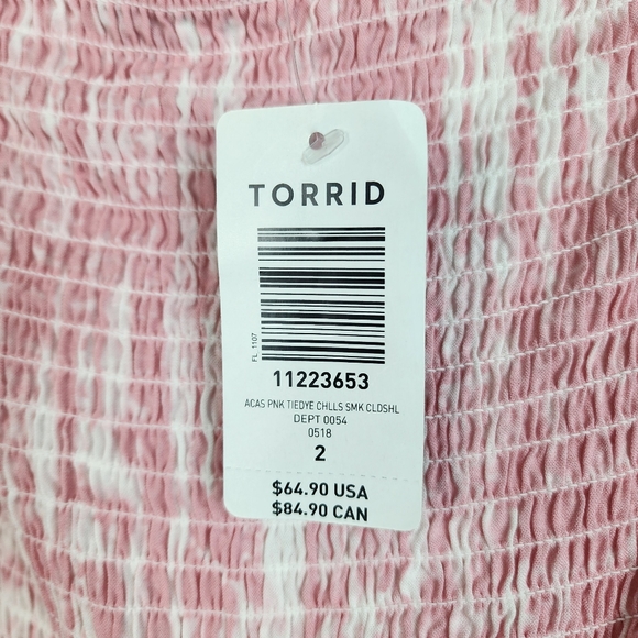 NEW Torrid Pink & White Tie-Dye Smocked Mini Skater Dress 2x - Picture 4 of 5